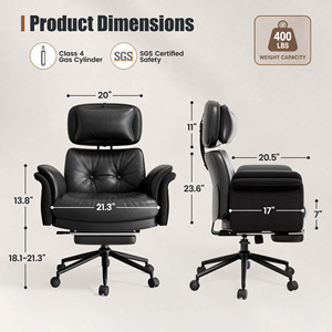 Chaise de bureau pivotante inclinable rembourrée de qualité supérieure, accoudoir réglable en 5 positions, chaise de bureau ergonomique avec poches latérales et appui-tête - Product Image 6