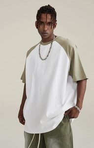 Magliette da uomo e donna traspiranti a blocchi di colore lunghe magliette da strada alla moda oversize - Product Image 2