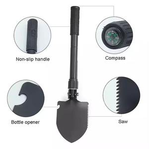 Pelle de survie multifonction pliable portable pour le camping, outil de nettoyage de jardin extérieur avec poignée boussole pour pelle à neige - Product Image 6
