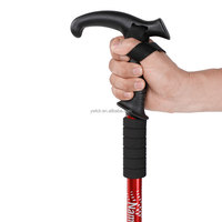 Bâton de marche pliable en alliage d'aluminium pour la randonnée et le trekking, avec poignée en plastique, anti-choc, capacité de 264 lb