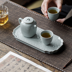Guanlan Sky Blue Ru Kiln Ceramic <b>Tea</b> Tray Porcelain Dry Brewing Pad Teapot Holder For <b>Tea</b> <b>Set</b> Accessories - Product Image 3