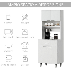 HOMCOM-Aparador de cocina, aparador clásico de madera con 2 armarios y 1 estante, color blanco, 60x40x160cm - Product Image 4