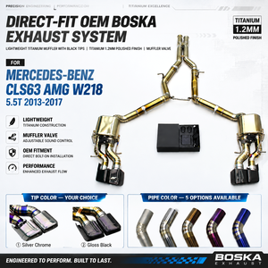 Direct-fit OEM Boska Exhaust System For Mercedes-Benz CLS63 AMG W218 5.5T 2013-2017 Lightweight Titanium Muffler With Black Tips - Product Image 1