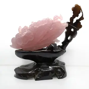 Деловой Подарок, резная Нефритовая капуста в китайском стиле, розовые кварцевые нефритовые резьбовые статуи капусты - Product Image 3