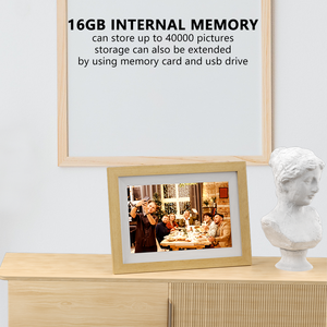 โบรชัวร์การ์ดอวยพรวิดีโอดิจิตอลอัตโนมัติขนาด10.1นิ้วของขวัญวันคริสต์มาสกรอบรูปไม้ WiFi สำหรับงานแต่งงานธุรกิจ - Product Image 3