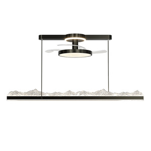 <b>Led</b> <b>Ceiling</b> <b>Fan</b> Light With Acrylic Blades Copper Motor Smart Control For Restaurant Dining Room - Product Image 2