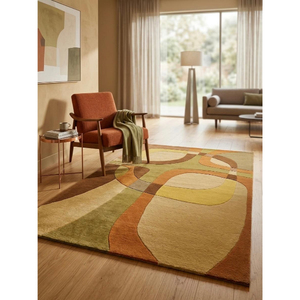 Tapis rectangulaire en laine acrylique à motifs floraux, fait main, écologique, style moderne, résistant aux taches, pour salon - Product Image 5