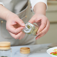 Support de rangement pour épices en verre carré de cuisine avec bouchons en bambou naturel, récipient à condiments