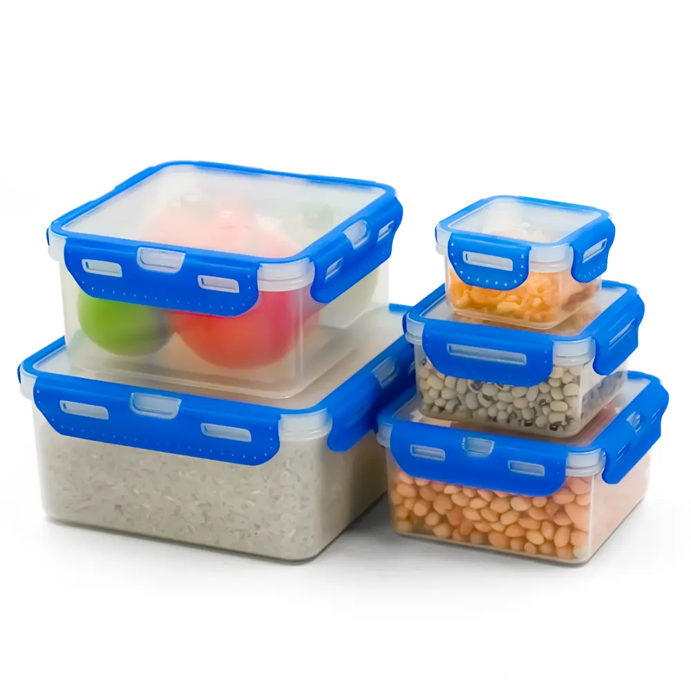 Yonlo recipiente personalizado, recipiente quadrado sem bpa para armazenamento de alimentos hermético de plástico com tampa