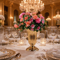 Vases à fleurs en fer doré de style européen, porte-gobelets rayés pour centre de table, décoration de mariage, hôtel, maison, anniversaire, banquet