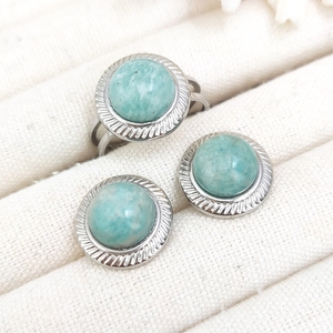 Offre Spéciale cristal naturel bijoux méditation mode acier inoxydable réglable <span class=keywords><strong>Lapis</strong></span> <span class=keywords><strong>Lazuli</strong></span> anneau Amazonite boucles <span class=keywords><strong>d</strong></span>'oreilles <span class=keywords><strong>et</strong></span> bague ensemble - Product Image 5