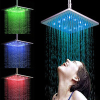 Ensemble de douche contemporain en laiton poli noir pour hôtels, avec jet de pluie, thermostatique, LED et hydromassage