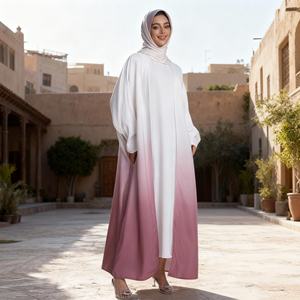 Abaya décontractée à la mode de haute qualité, nouvelle conception, imprimé dégradé de couleur, pour femmes musulmanes, robe de tous les jours - Product Image 4