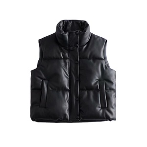 Gilet de costume <span class=keywords><strong>sans</strong></span> manches pour <span class=keywords><strong>femme</strong></span>, élégant, imperméable, en PU <span class=keywords><strong>noir</strong></span>, avec garniture en <span class=keywords><strong>fourrure</strong></span>, en toile, fermeture éclair, collection hiver 2022 - Product Image 1