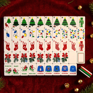 Holly Jolly Ensemble de Mahjong Portable Moderne Thème Noël Tuiles de Mahjong Américaines Jeu de Fêtes Cadeau Stock Disponible Vente en Gros - Product Image 1