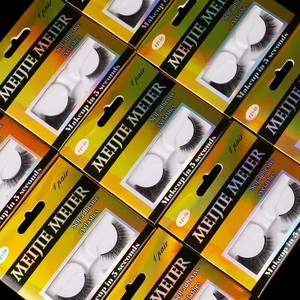 Pestañas Postizas 3D de Fibra Sintética sin Pegamento, Venta al por Mayor, 10 Pares MOQ, Autoadhesivas, Estilo Natural Largo, Banda de Algodón Negra - Product Image 3