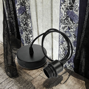 Lámpara Colgante Industrial con Base E27, <span class=keywords><strong>Lámparas</strong></span> Sencillas Colgantes en Blanco o Negro con Cable, Accesorios <span class=keywords><strong>de</strong></span> <span class=keywords><strong>Techo</strong></span>, Portalámparas Metálico - Product Image 6