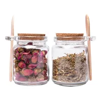 Glass Jars with Bamboo Lid and Wooden Spoon