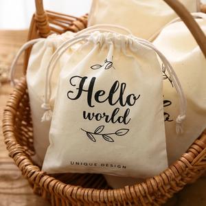 Pochette en mousseline naturelle écologique avec logo personnalisé imprimé, sac en <span class=keywords><strong>coton</strong></span> biologique pour cadeaux, <span class=keywords><strong>café</strong></span>, thé, pain, avec cordon de serrage, sac anti-poussière en mousseline - Product Image 2