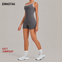 Combinaison de sport Dingtai Color Block en nylon brossé et élasthanne, une pièce, sans manches, pour yoga et fitness