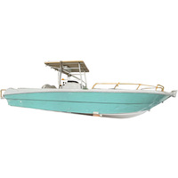Bateau de pêche en fibre de verre bleu glacé 27 pieds, bateau de pêche professionnel en fibre de verre sport vitesse en mer avec dessus rigide