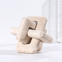 Stonekocc Volakos blanc travertin naturel marbre anneau boucle Rubik's Cube maison étude bureau Luban serrure boucle articles de décoration