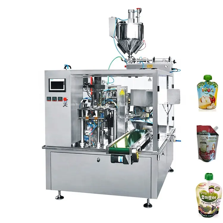 Automatic Liquid Detergent Oral Liquid Baby Food Oil Spout Pouch Bag Filling Capping Machines