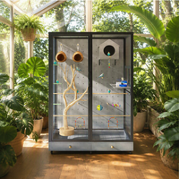 Cage à oiseaux de luxe de grande taille, cage à perroquets en bois, durable, résistante à l'eau, design facile à nettoyer
