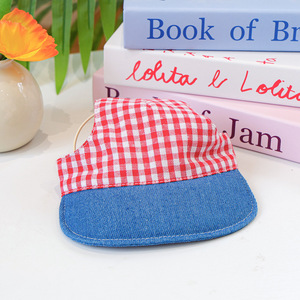 Perros, gatos, perros pequeños, cachorros, accesorios bonitos, informales, elegantes, románticos, lindos, sombrero para el sol a cuadros rojos - Product Image 2