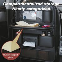 Organisateur de siège arrière de voiture en similicuir imperméable 2 pièces sur mesure avec plateau pliable et support tablette