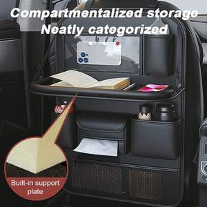 Paquete de <span class=keywords><strong>2</strong></span> Organizadores de asiento trasero de coche de cuero personalizados de fábrica con bandeja de mesa plegable, organizador de asiento de coche plegable con soporte para tableta - Product Image 3