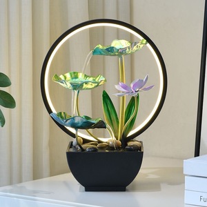 Ornamento de Lago de Lotos con Agua Fluyendo y Retroiluminación, Forma Redonda, para Decoración de Oficina y Sala de Estar - Product Image 2