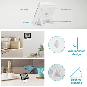 시계가 있는 디지털 온도계 습도계, 실내 실외 온도 습도 모니터, LCD 디스플레이 - Product Image 6