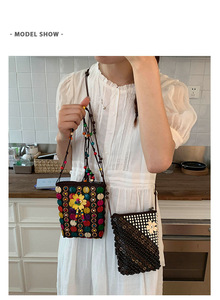 Popular Women Coconut Shell <strong>Mobile</strong> Phone <strong>Bag</strong> Coin Purse Hand Woven <strong>Ethnic</strong> Style Crossbody <strong>Bag</strong> - Product Image 5