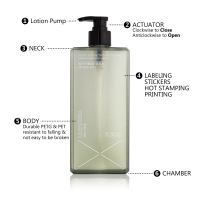Contenants pour soins corporels, bouteille en plastique de luxe, verte, vide, PETG, flacons carrés pour shampoing et après-shampoing, flacons pompe pour lotion, 220/280/380/480 ml