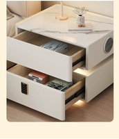 Table de chevet flottante intelligente moderne avec lumière LED, chargement sans fil, 2 tiroirs, meuble de rangement pour chambre à coucher, pack de meubles personnalisés OEM