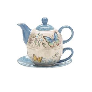 ingrosso farfalla teiera in <span class=keywords><strong>porcellana</strong></span> con tazza e piattino - Product Image 1