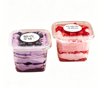 Boîte d'emballage carrée transparente jetable pour pâtisseries, tiramisu, crème aux fruits, mousse, gâteau, dessert, nourriture, fabriquée en Chine