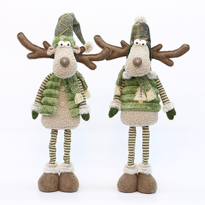 Nouvelles décorations de Noël en tissu vert, rennes à longue trompe, pour le salon, finition mate écologique - Product Image 5