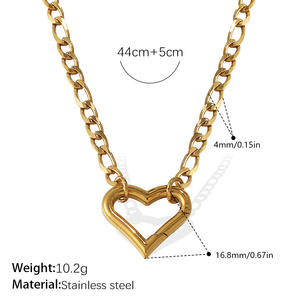 Collana da Donna Personalizzabile con Ciondolo a Cuore, Catena Geometrica Trendy in Acciaio Inox 316L Placcato Oro 18K, Regalo - Product Image 2