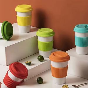 Mug de voyage réutilisable écologique, tasse personnalisée imprimée avec manchon et couvercle en silicone - Product Image 3