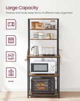 MSH Houten Keuken Bakkersrek met Hoogrek Koffiebar Station & Magnetronstandaard voor Kruidenorganizer Werkstation