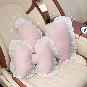 Car Headrest And Lumbar Support Pillow With Lace Trim Breathable PP Filling For All Seasons General Use - Product Image 3