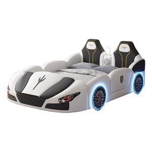 <span class=keywords><strong>Lit</strong></span> Moderne en Cuir Souple et Confortable, <span class=keywords><strong>Lit</strong></span> de Voiture Convertible, <span class=keywords><strong>Lit</strong></span> de Rangement en Bois avec Barrière de Sécurité, Cadre de Voiture de Sport à Thème Dessin Animé - Product Image 5