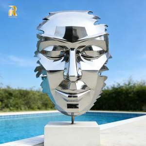 Sculpture de <span class=keywords><strong>visage</strong></span> abstraite en acier inoxydable personnalisée RELONG pour la décoration d'art moderne en extérieur - Product Image 4