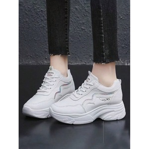 Sneakers con Zeppa Morbide e Traspiranti per Donne, Scarpe da Tennis Casual Comode con Suola Spessa, Strisce di Paillettes Arcobaleno - Product Image 3