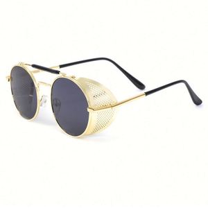 Gafas de Sol Redondas Estilo Steampunk con Protección Lateral Metálica para Hombre, Diseño Vintage, Protección UV400, Última Moda, Venta al Por Mayor - Product Image 4