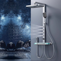 Ensemble de douche moderne 4 fonctions avec jet de massage pour les épaules, affichage numérique, système de douche intelligent pour projets résidentiels