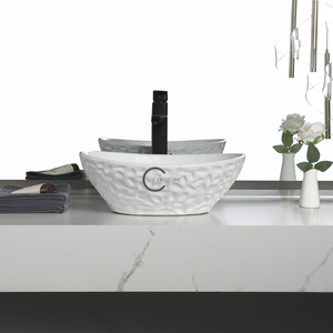 โรงงานผลิตอ่างล้างหน้าราคาส่ง คุณภาพสูง อ่างเซรามิกสีขาวแบบวางบนเคาน์เตอร์ ราคาถูก อ่างล้างมือดีไซน์สวยงาม - Product Image 3