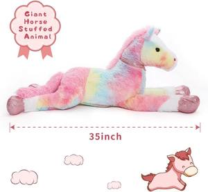Vente en gros de grande qualité rose peluche grand animal jouet ensemble poney cheval pour amis enfants fête cadeaux d'anniversaire - Product Image 2